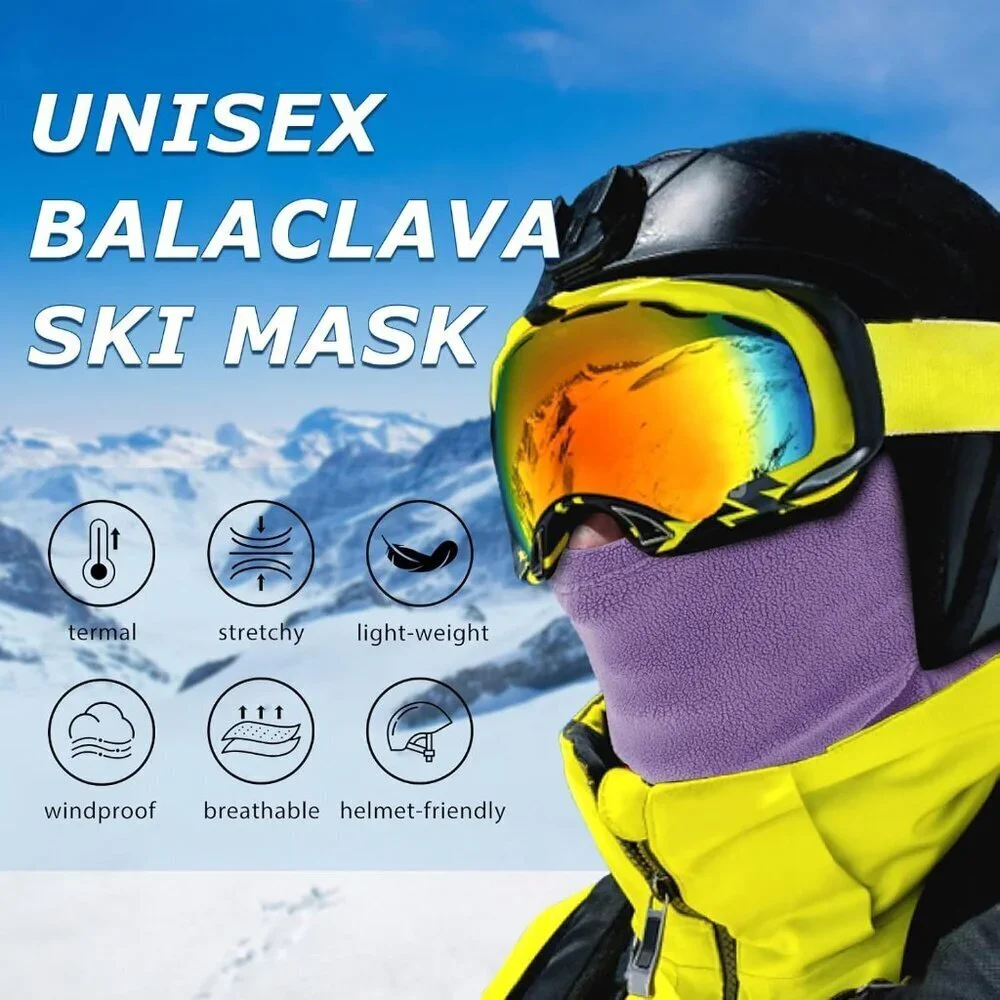 Women's Black/light Purple Balaclava Mask Windproof Lightweight Winter Face Mask